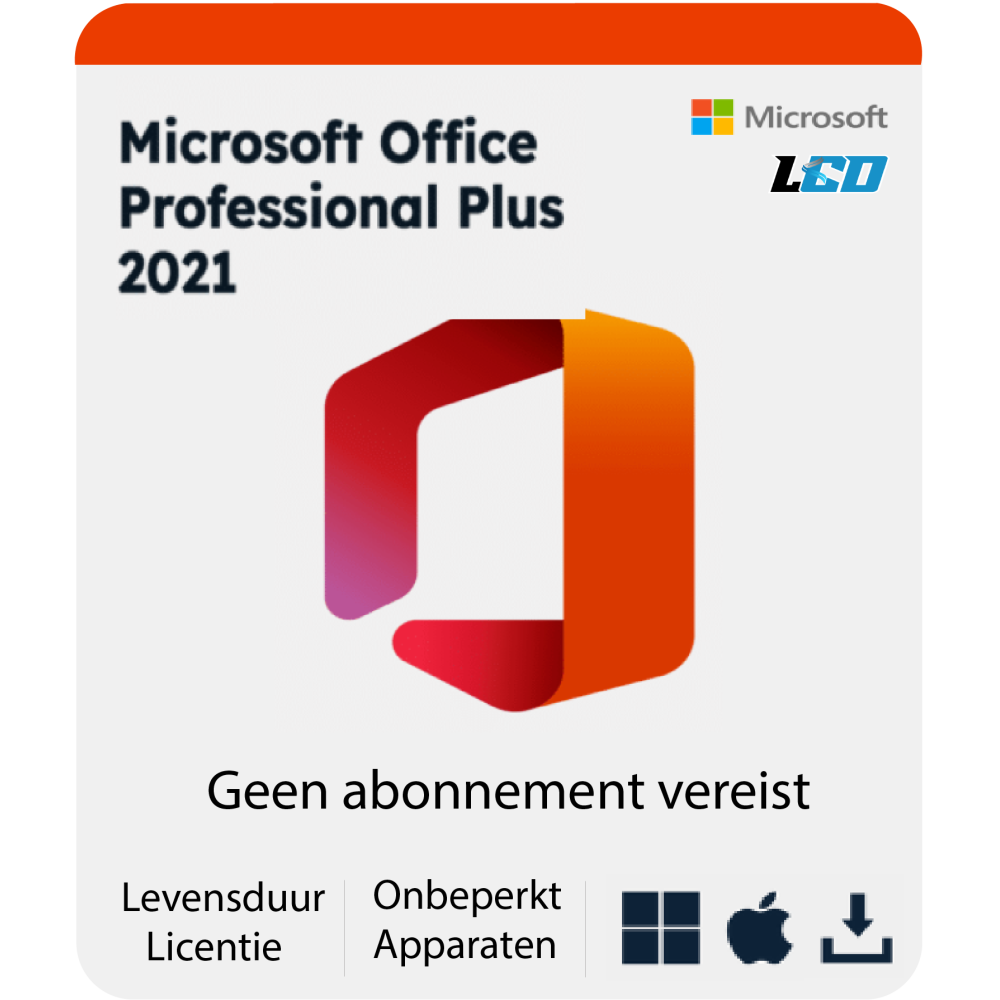 Microsoft Office 2021 Professional Plus  5 PC Installatiepakket