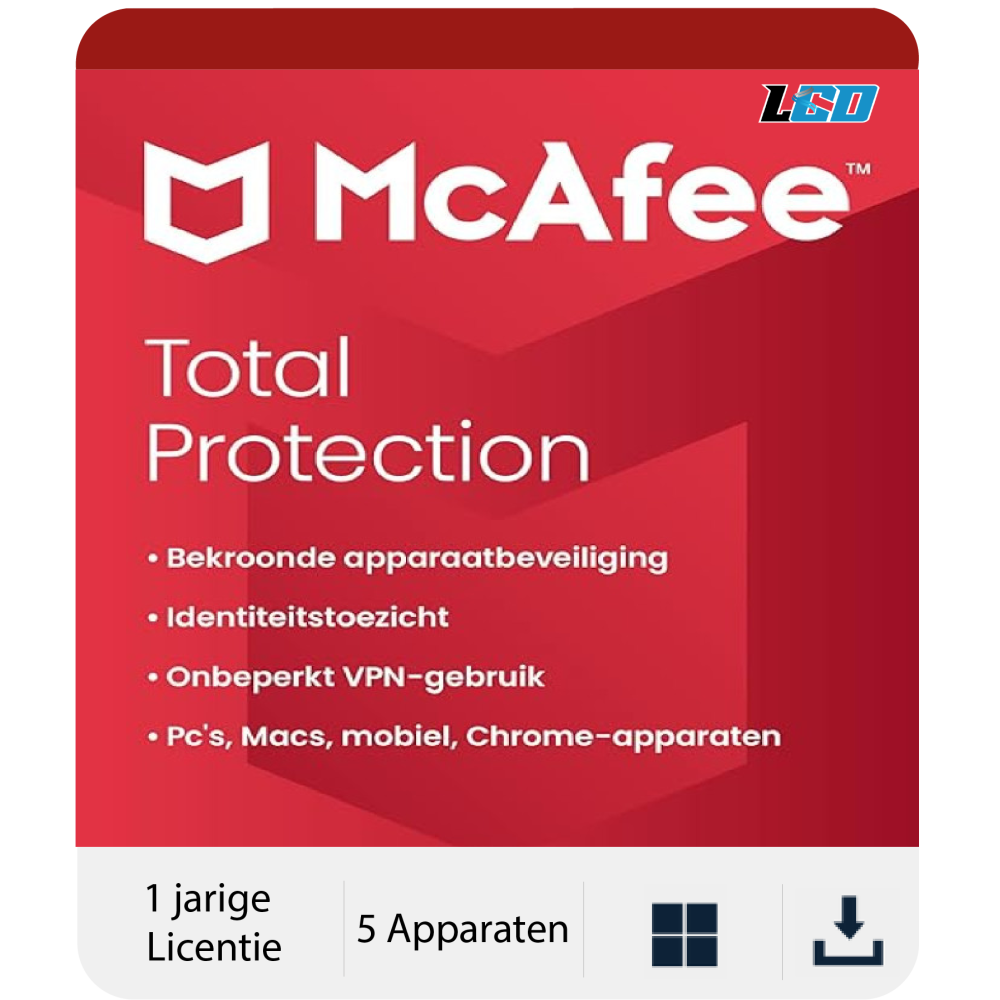 McAfee Total Protection 5 PC 1Jaar abonnement