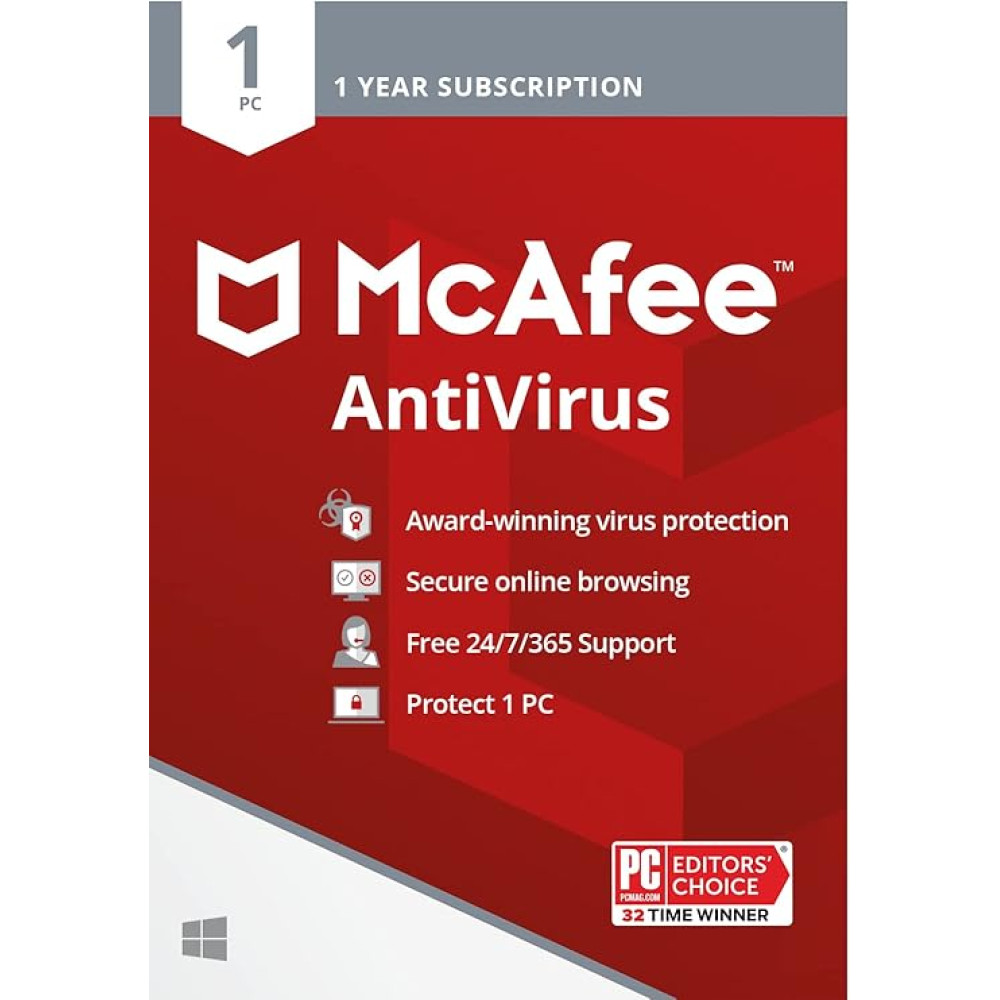 McAfee Antivrus 1 jaar abonnement 