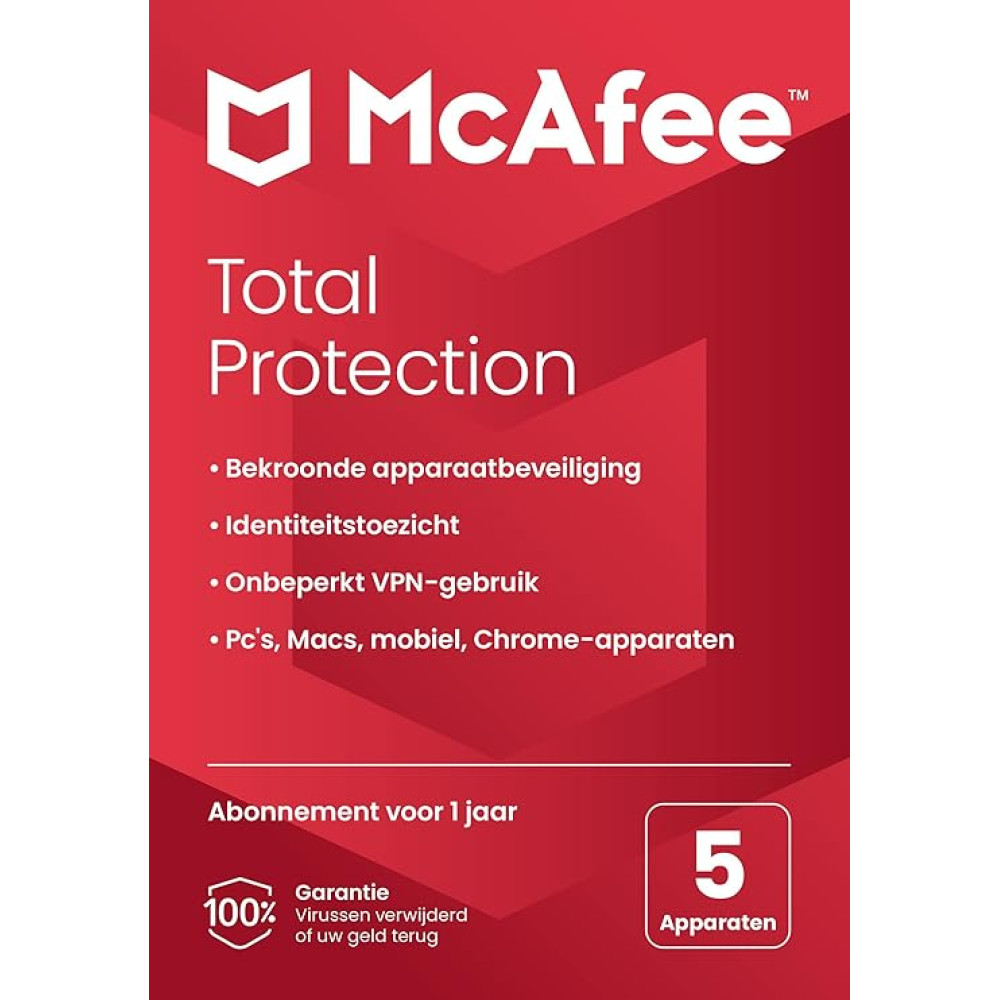 McAfee Total Protection 5 PC 1Jaar abonnement