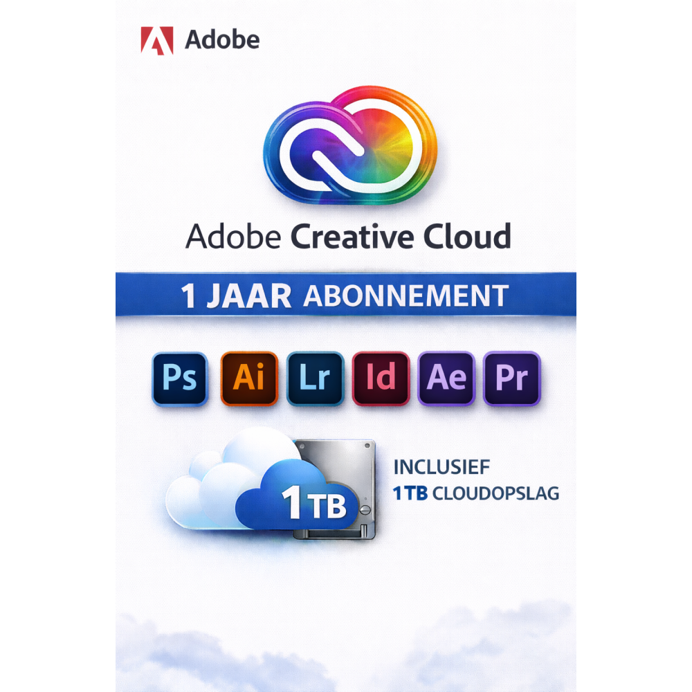 Adobe Creative Cloud All Apps 1 Jaar Abonnement – 1 Licentie | Direct geleverd per e-mail