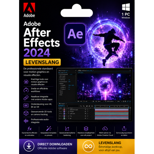 Adobe After Effects 2024 Licentie – Direct in je mailbox – 1 PC – Zonder abonnement