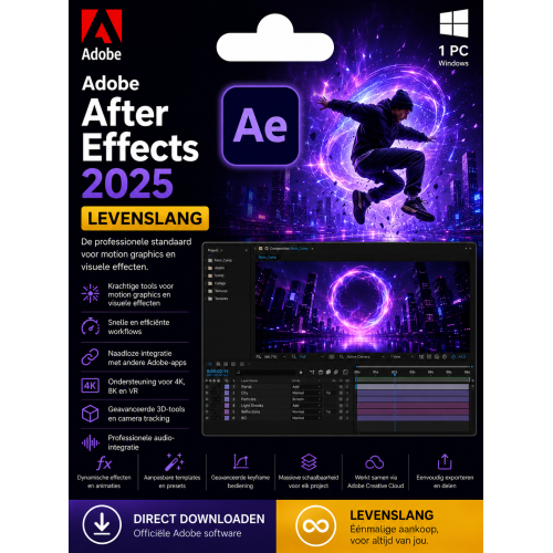 Adobe After Effects 2025 – Direct in je mailbox – 1 PC – Zonder abonnement
