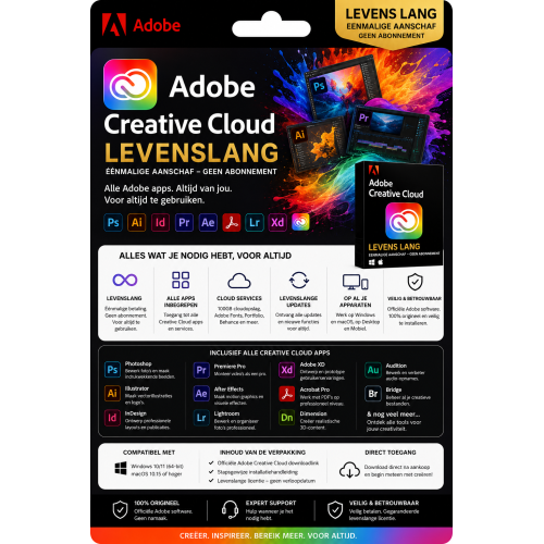 Adobe Creative Cloud – Direct in je mailbox – 1 PC – Zonder abonnement