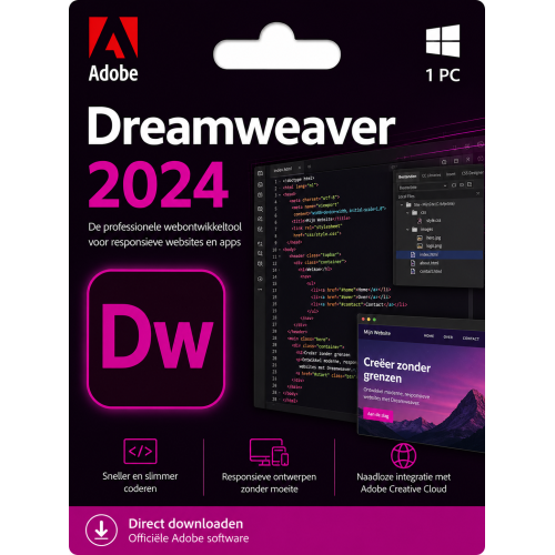 Adobe Dreamweaver 2024 – Direct in je mailbox – 1 PC – Zonder abonnement