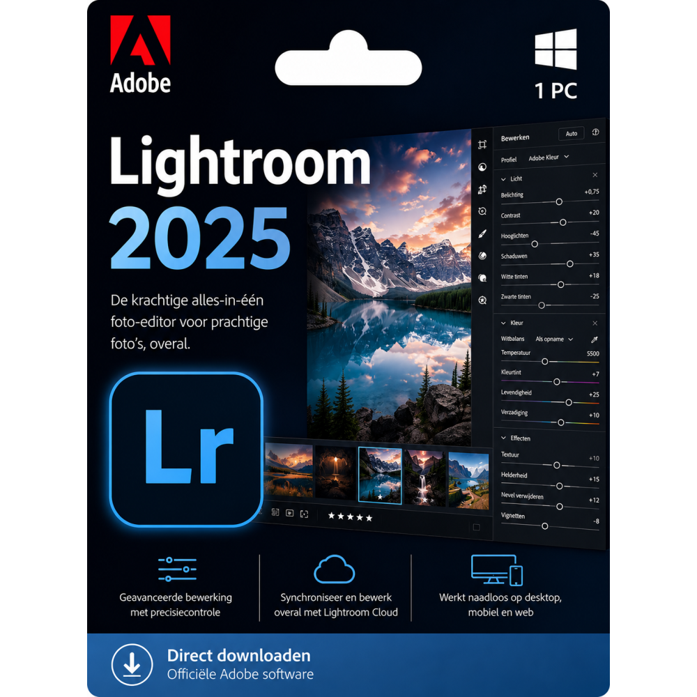 Adobe Lightroom Classic 2025 – Direct in je mailbox – 1  PC – Zonder abonnement