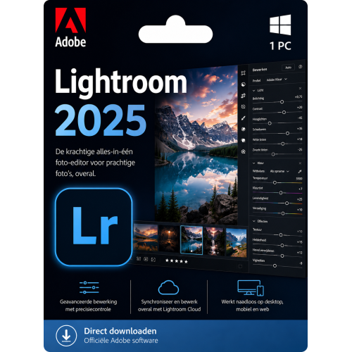 Adobe Lightroom Classic 2025 – Direct in je mailbox – 1  PC – Zonder abonnement