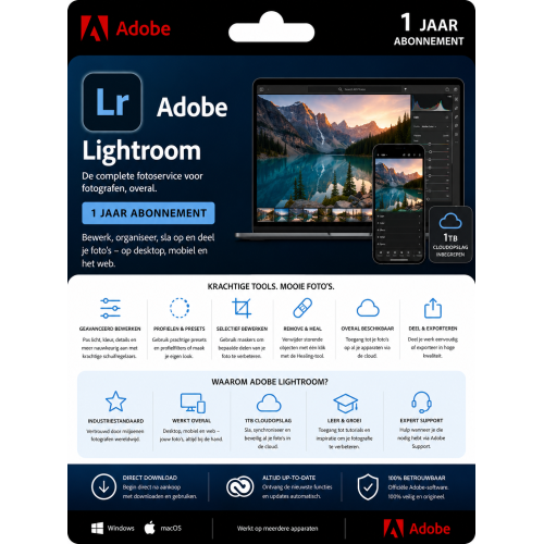 Adobe Lightroom 1 Jaar Abonnement – 1 Licentie | Direct geleverd per e-mail