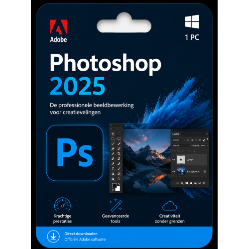 Adobe Photoshop 2025 – Direct in je mailbox – 1  PC – Zonder abonnement | Digitale Licentie 1 PC