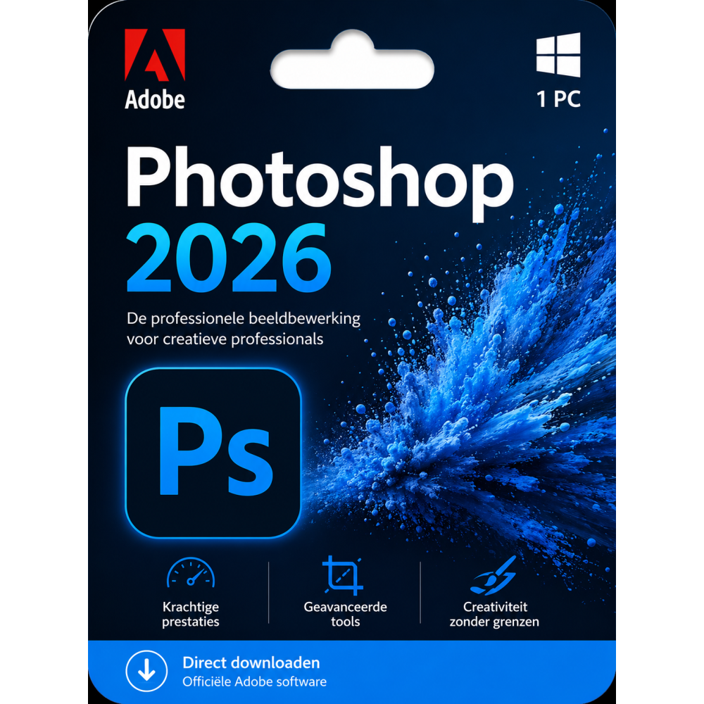 Adobe Photoshop 2026 – Direct in je mailbox – 1  PC – Zonder abonnement | Digitale Licentie 1 PC
