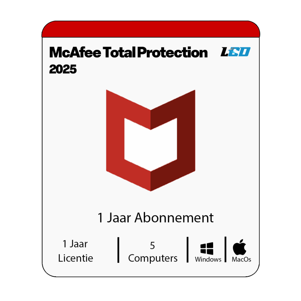 McAfee Total Protection 5 PC 1Jaar abonnement