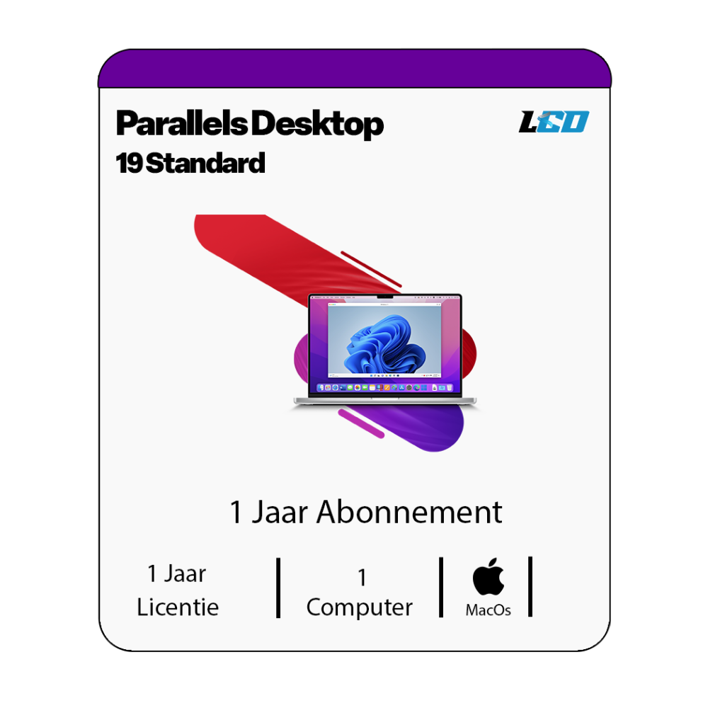 Parallels Desktop 19 Standard MAC 1 Jaar abonnement