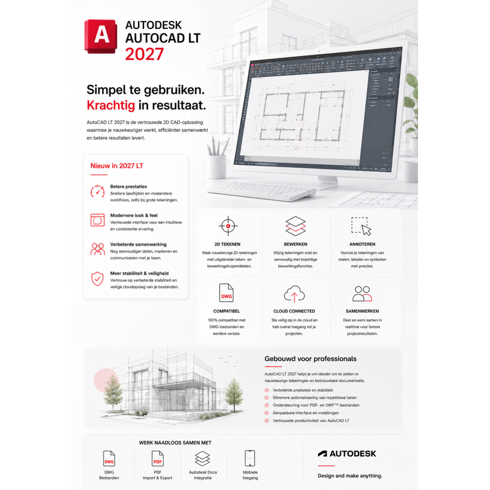 Autodesk AutoCAD LT 2027 1 jaar Abonnement