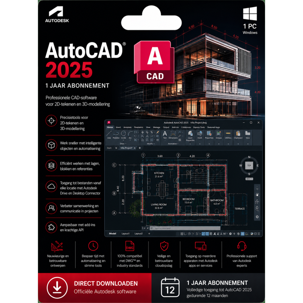 Autodesk AutoCAD 2025 1 Jaar abonnement