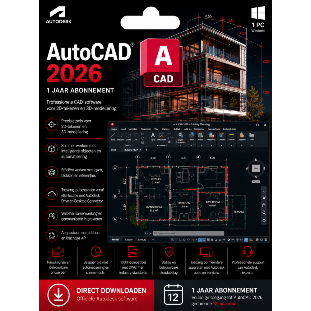 AutoCAD 2026 1 Jaar Abonnement