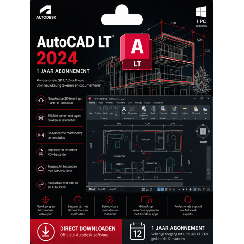 Autodesk AutoCAD 2024 LT 1 Jaar abonnement