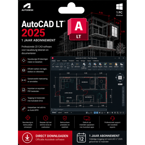 Autodesk AutoCAD 2025 LT 1 Jaar abonnement