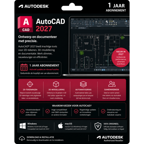Autodesk AutoCAD 2027 Digitale Licentie 1 Jaar abonnement