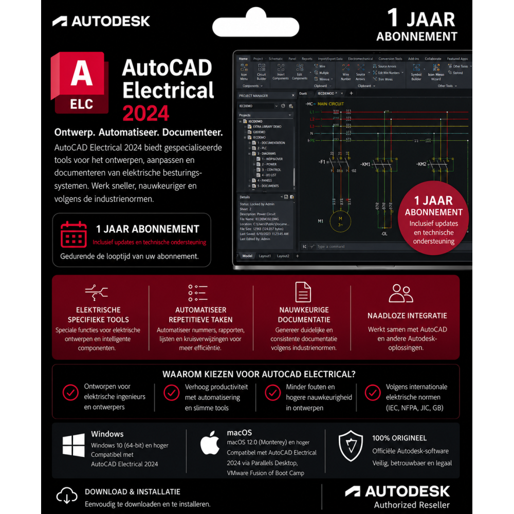 Autodesk AutoCAD Electrical 2024 1 Jaar abonnement