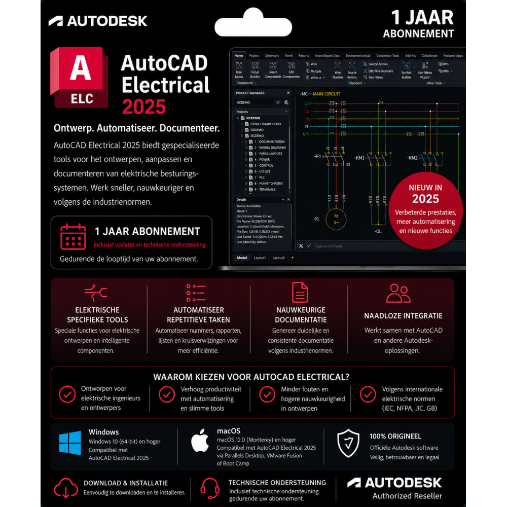 Autodesk AutoCAD Electrical 2025 1 Jaar abonnement