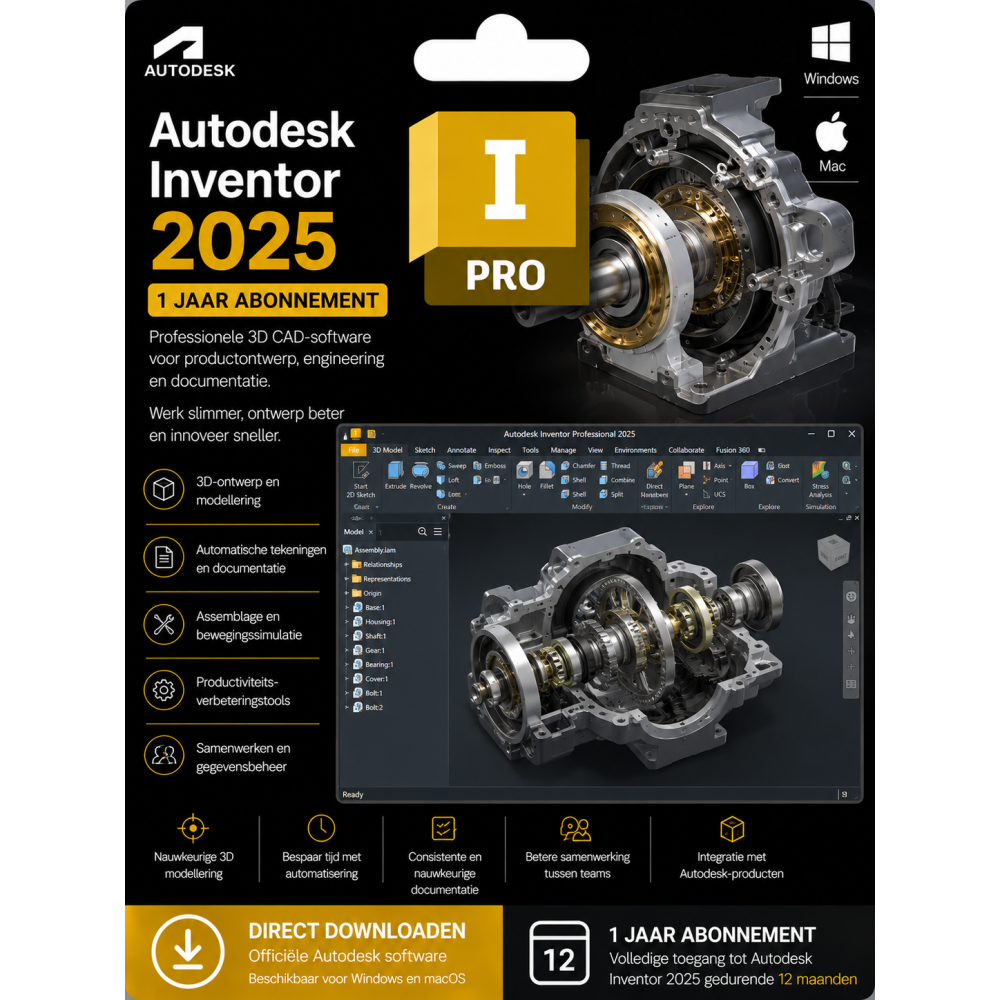 AutoDesk Inventor 2025 1 jaar Abonnement