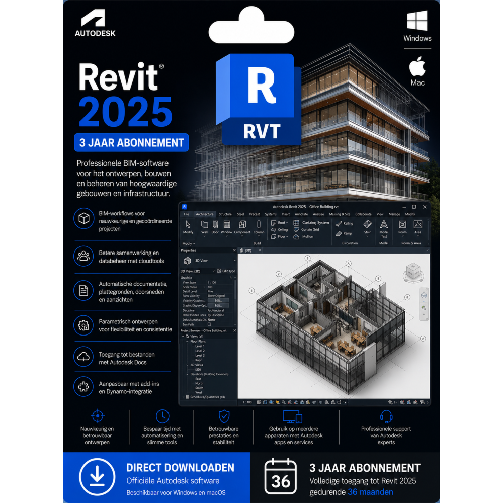 Autodesk Revit 2025 3 jaar abonnement
