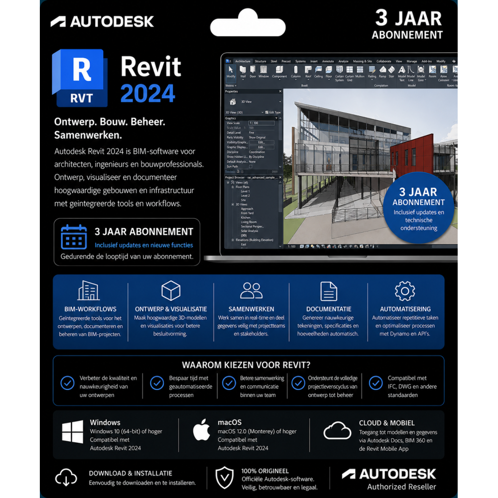 AutoDesk Revit 2024 3 Jaar abonnement