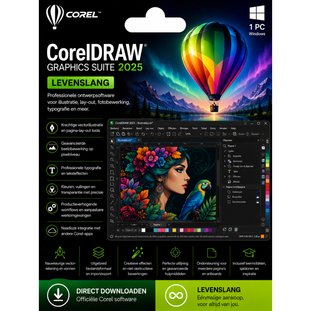 CorelDraw Graphics Suite 2025 | Digitale Licentie 1 PC