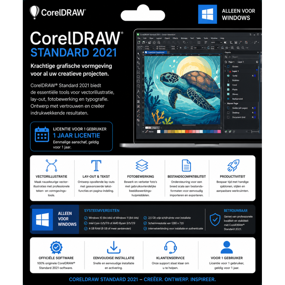 CorelDRAW Standard 2021 | Digitale Licentie 1 PC