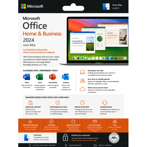 Microsoft Office 2024 Home & Business | Digitale Licentie 1 MAC