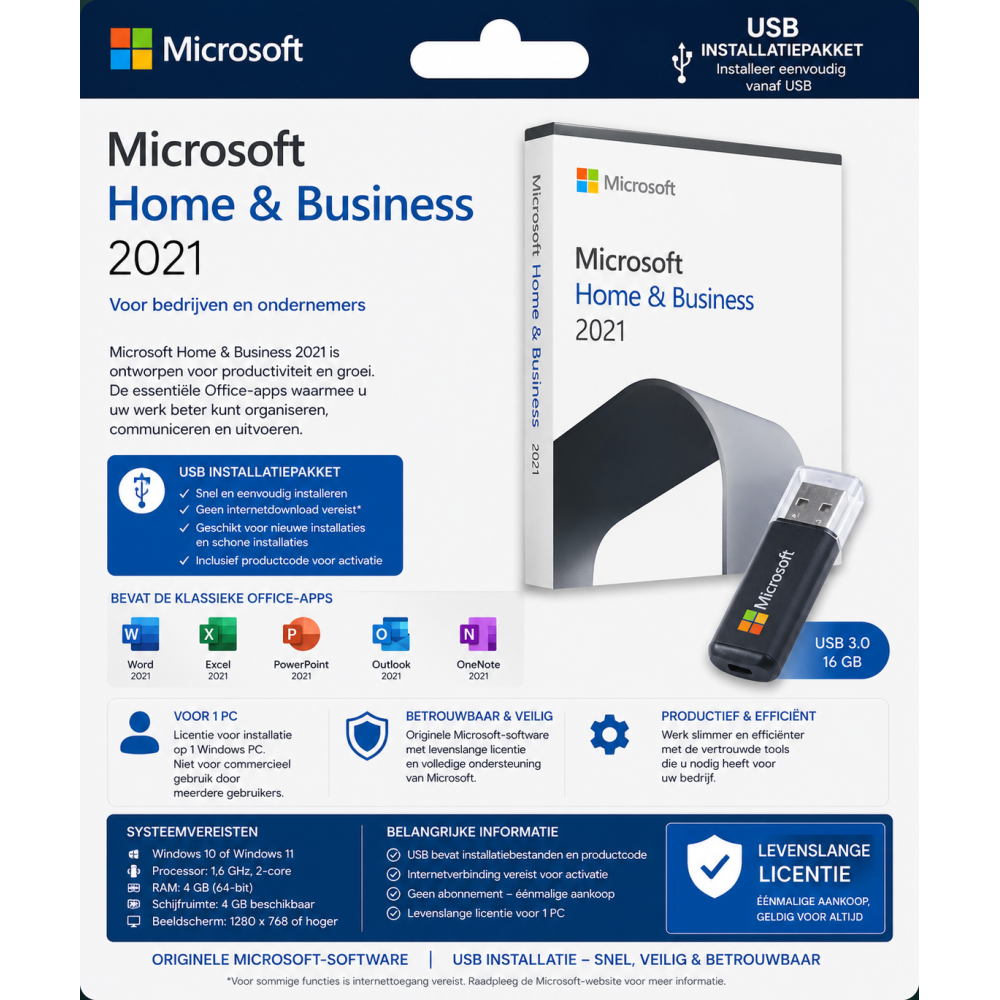 Microsoft Office 2021 Home & Business | USB Licentie 1 MAC