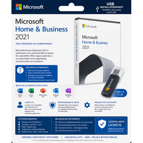 Microsoft Office 2021 Home & Business | USB Licentie 1 MAC