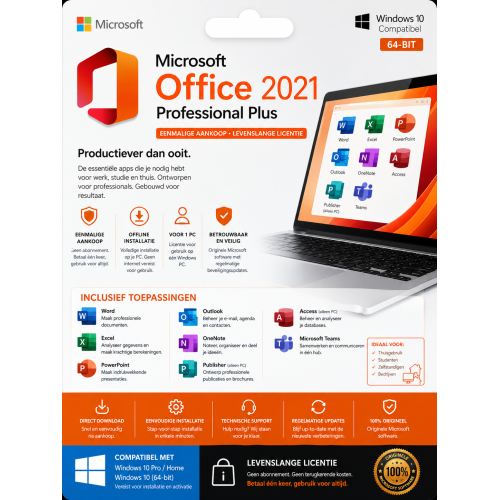 Microsoft Office 2021 Professional Plus | Digitale Licentie 1 PC