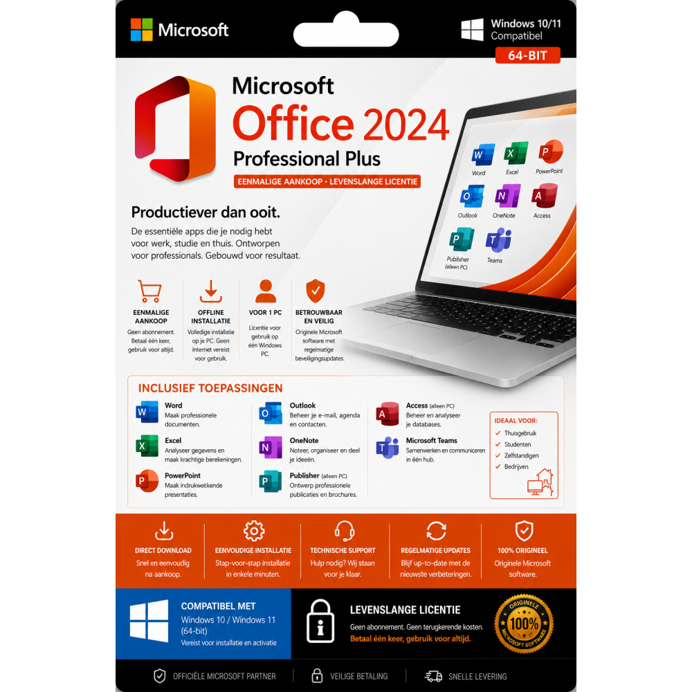 Microsoft Office 2024 Professional Plus | Digitale Licentie 1PC