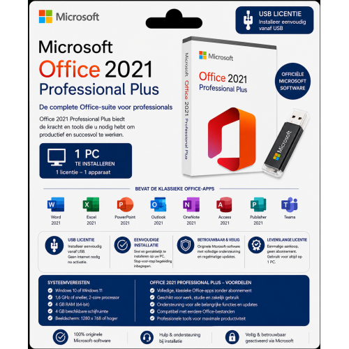 Microsoft Office 2021 Professional Plus | USB Licentie 1PC