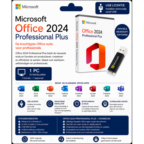 Microsoft Office 2024 Professional Plus | USB Licentie 1PC