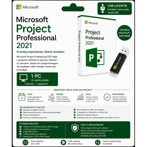 Microsoft Project Professional 2021 | USB Licentie 1PC