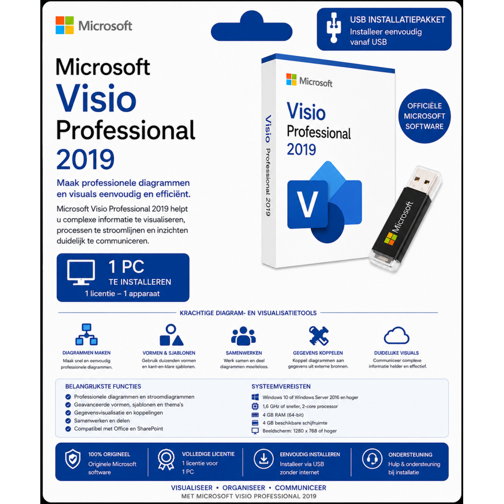 Microsoft Visio Professional 2019 USB Installatiepakket