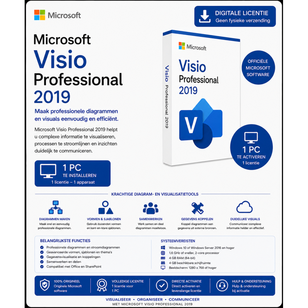 Microsoft Visio Professional 2019 | Digitale Licentie 1PC