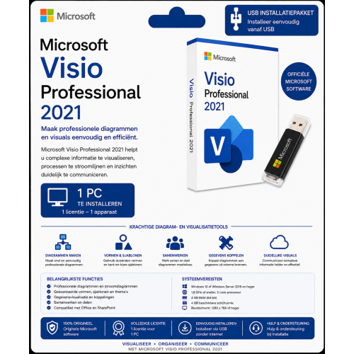 Microsoft Visio Professional 2021 USB Installatiepakket