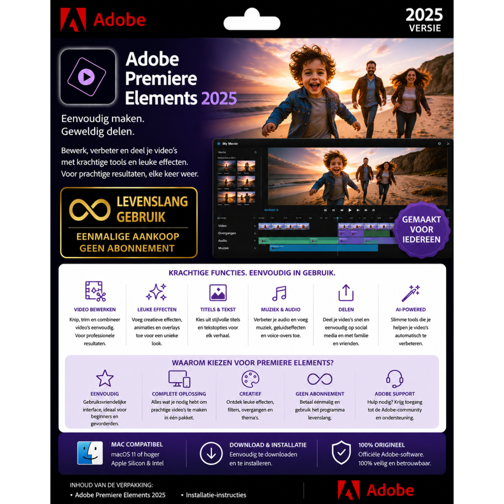 Adobe Premiere Elements 2025 | Digitale Licentie 1 PC
