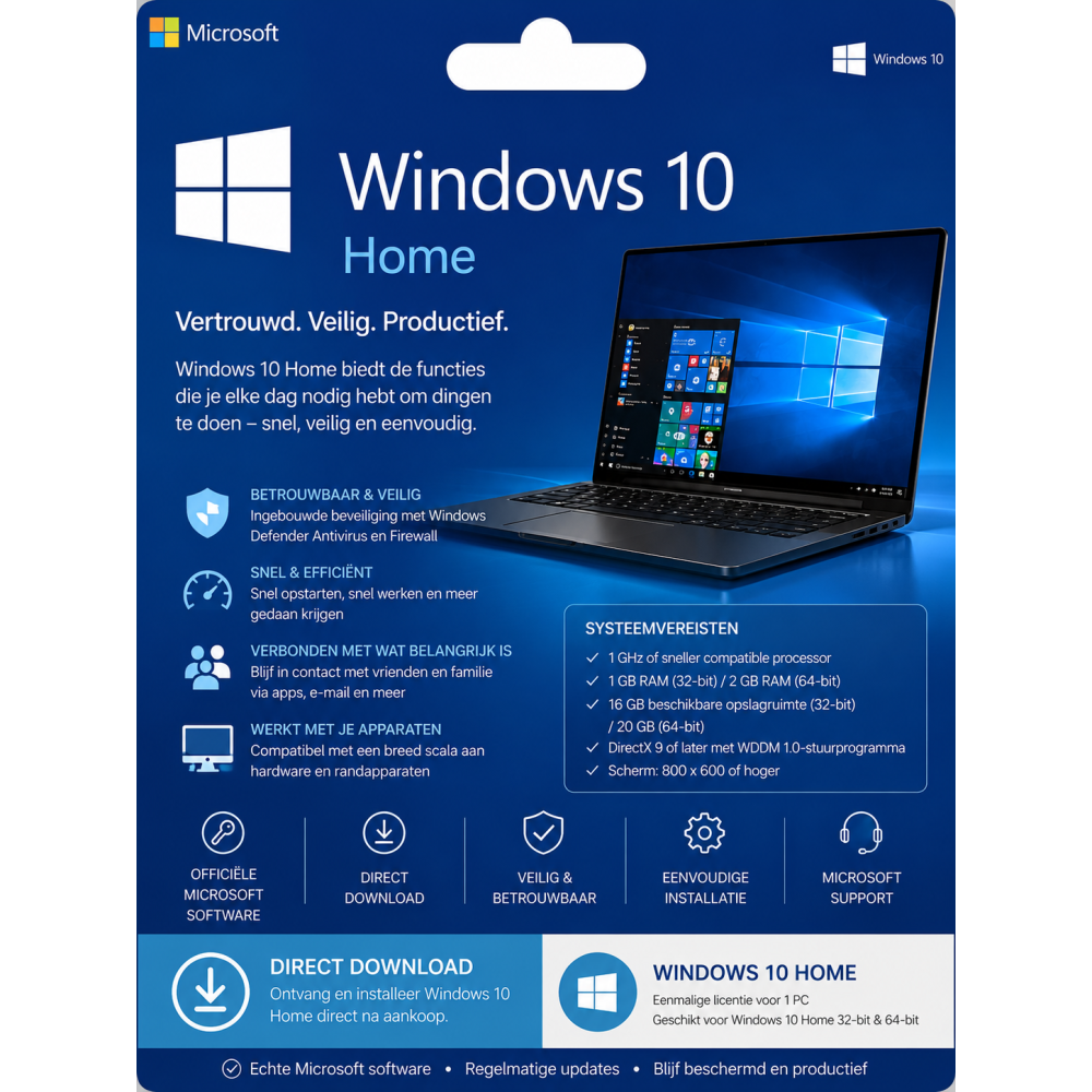 Microsoft Windows 10 Home Installatiepakket