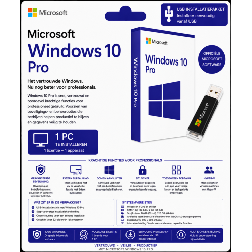 Microsoft Windows 10 Pro USB Installatiepakket